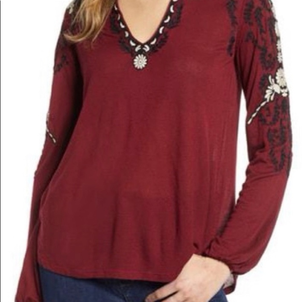 Lucky brand embroidered boho top